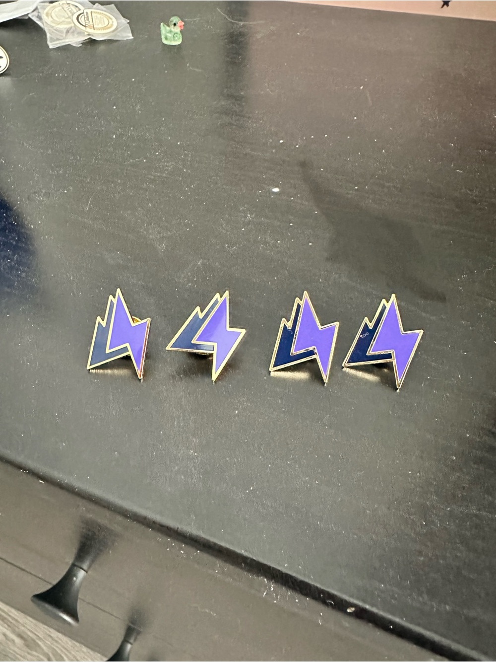 Purple Lightning Bolt Enamel Pins - Set of 4 with Gold Trim